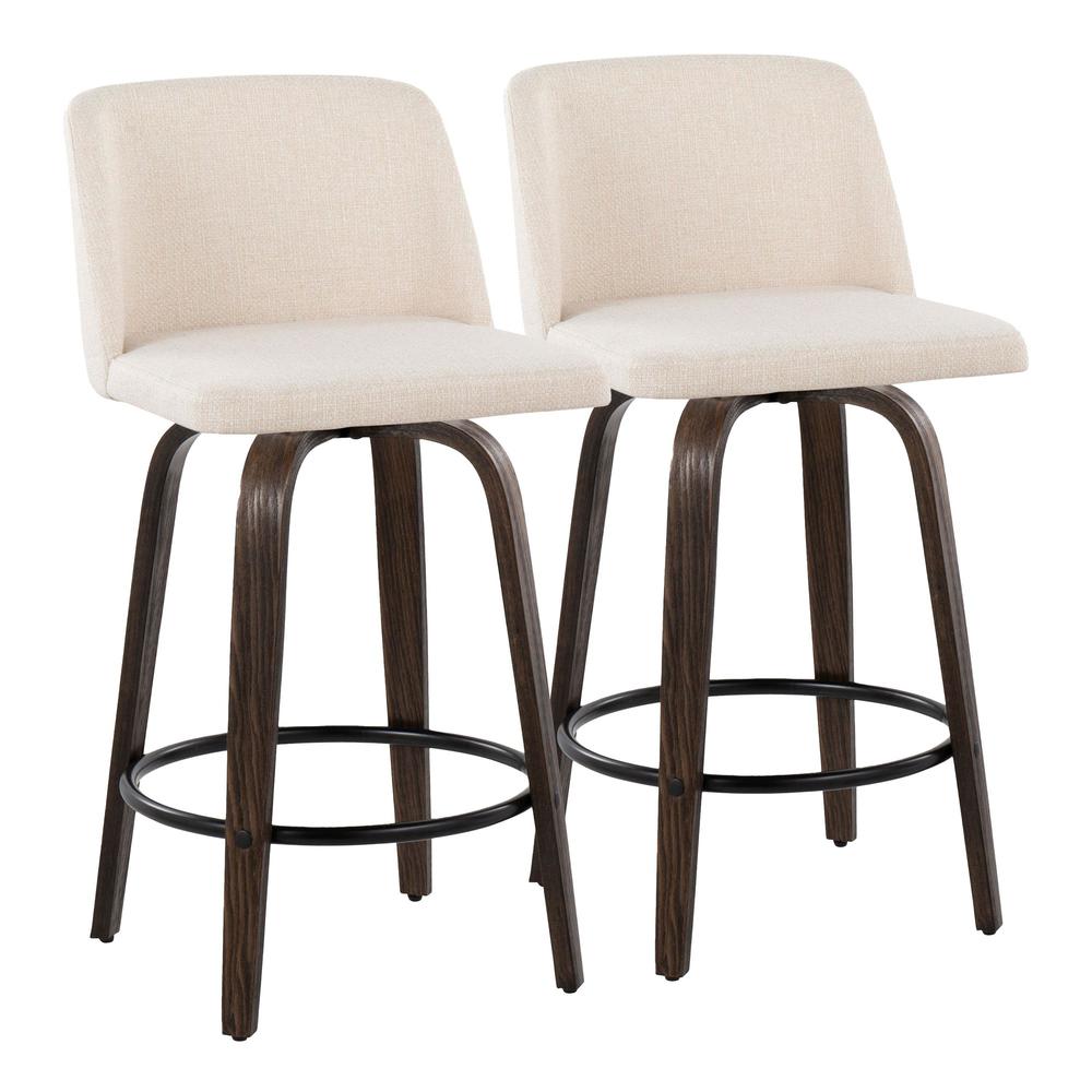 Brown Toriano 26" Fixed Height Counter Stool - Set of 2. Picture 1