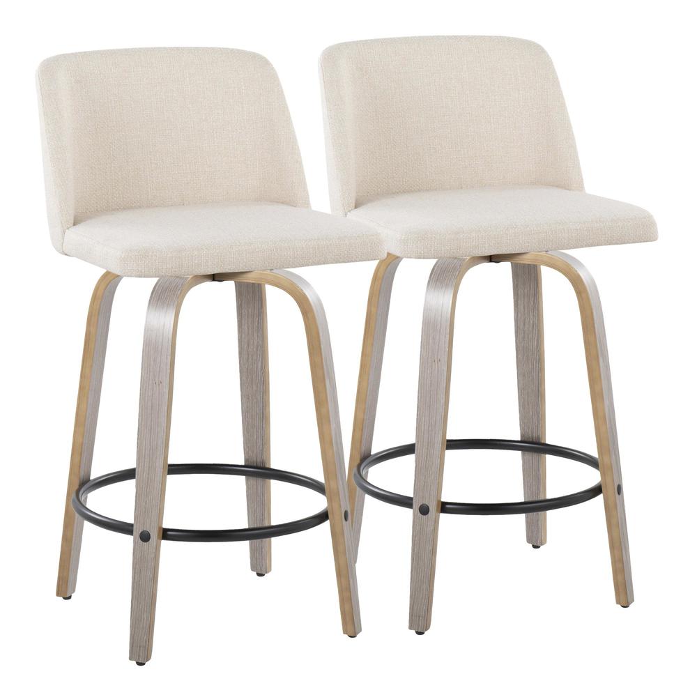 Grey Toriano 26" Fixed Height Counter Stool - Set of 2. Picture 1