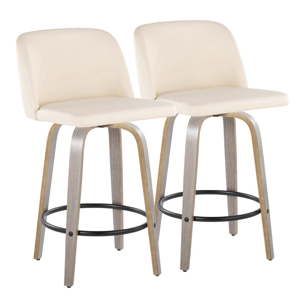 Grey Toriano 26" Fixed Height Counter Stool - Set of 2. Picture 1
