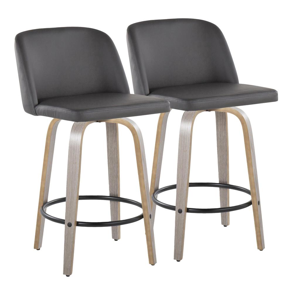 Grey Toriano 26" Fixed Height Counter Stool - Set of 2. Picture 1