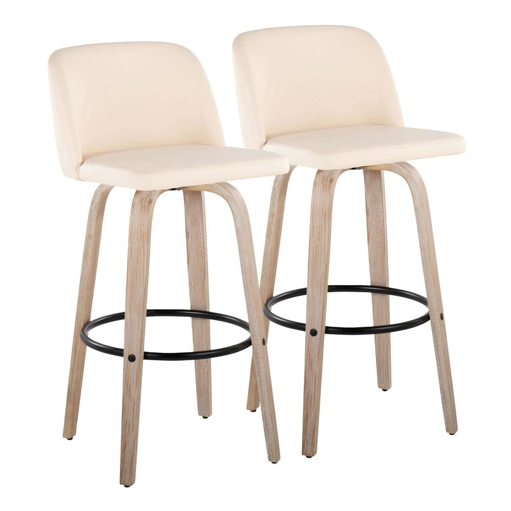 White Toriano 26" Fixed Height Counter Stool - Set of 2. Picture 1