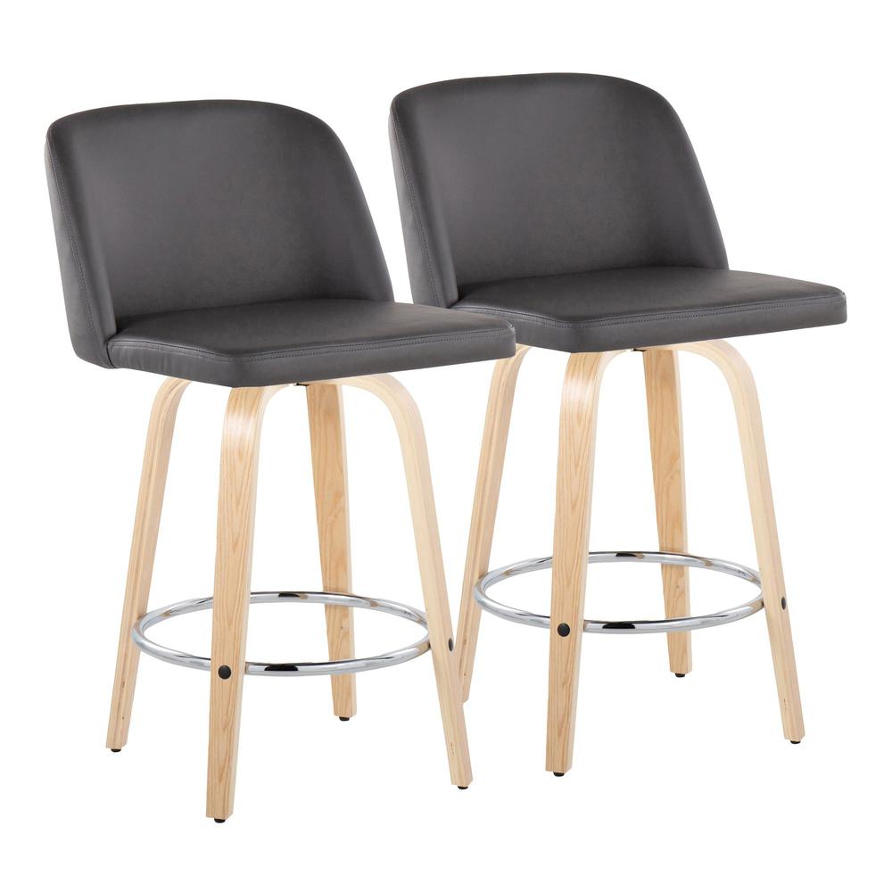 Brown Toriano 24" Fixed Height Counter Stool - Set of 2. Picture 1
