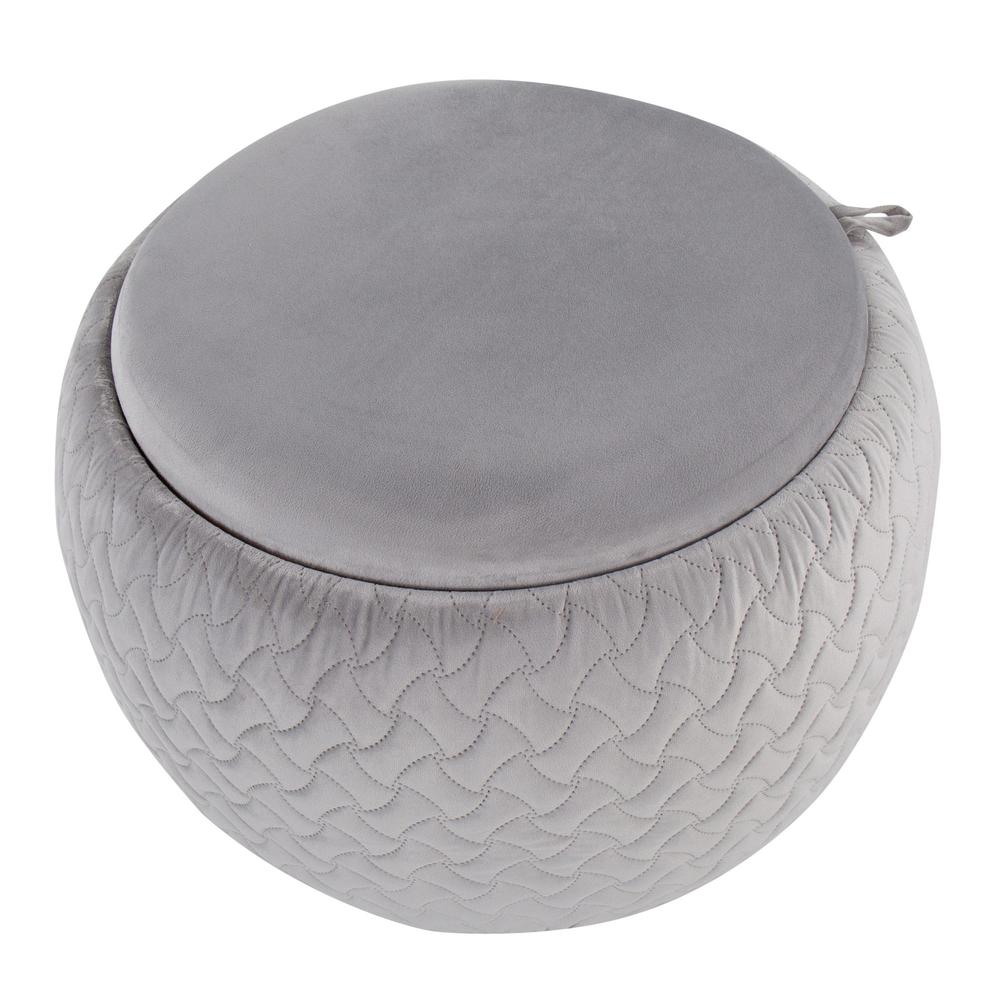 Silver Velvet, Natural Wood Tray Pouf. Picture 6