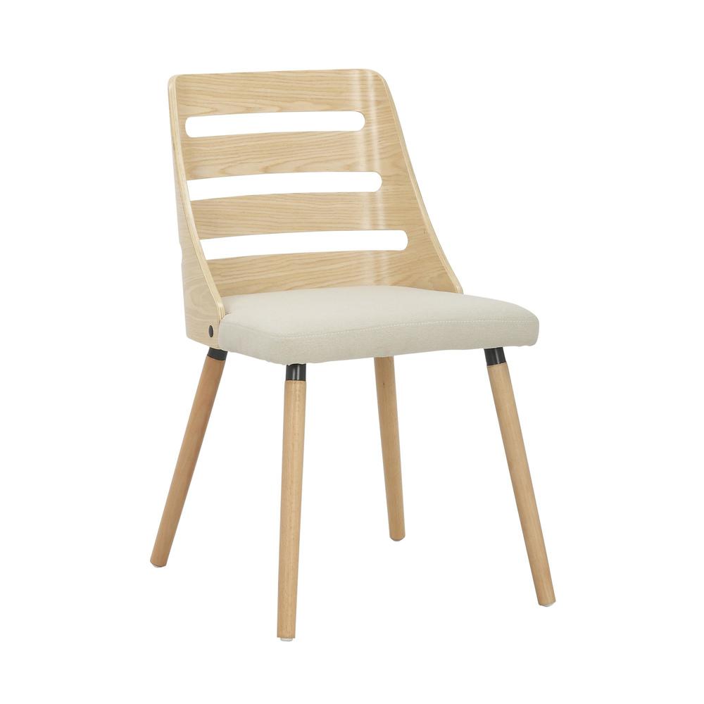 Natural Wood, Cream Fabric Trevi Chair. Picture 1