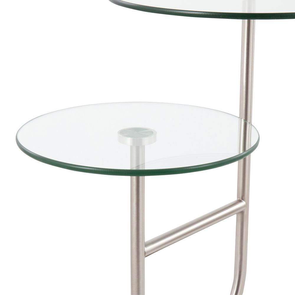 Black Marble, Nickel, Clear Glass Trombone Side Table. Picture 7