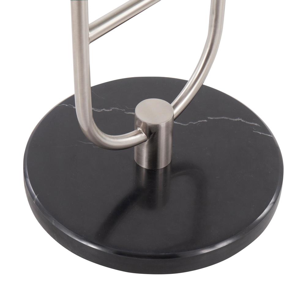 Black Marble, Nickel, Clear Glass Trombone Side Table. Picture 8