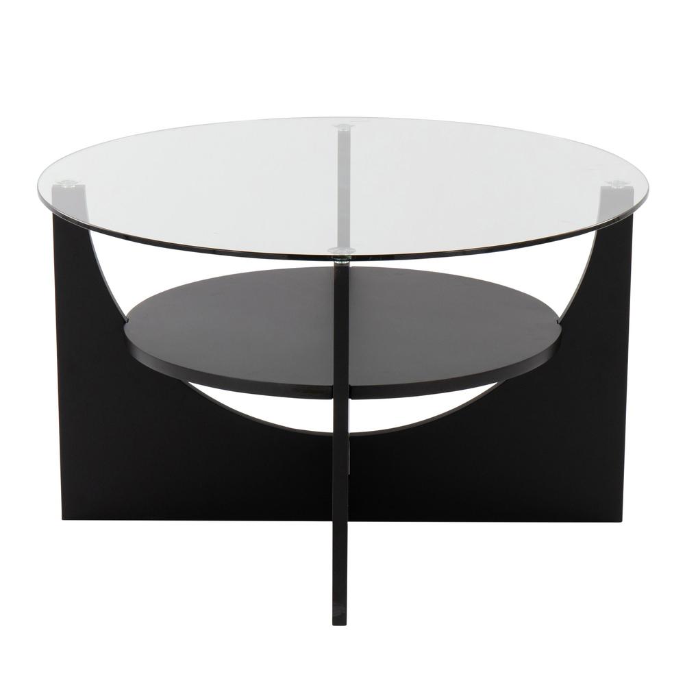 Black Wood, Clear Glass U-Shaped Coffee Table. Picture 2