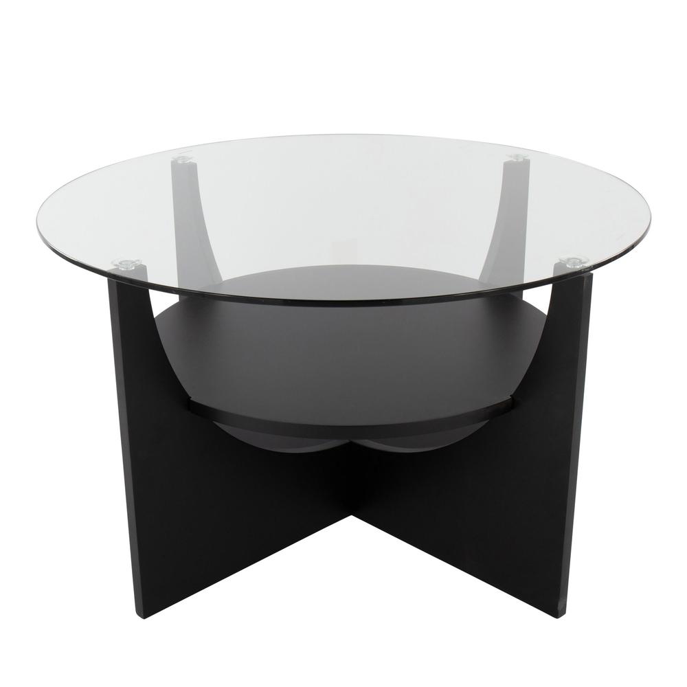 Black Wood, Clear Glass U-Shaped Coffee Table. Picture 3