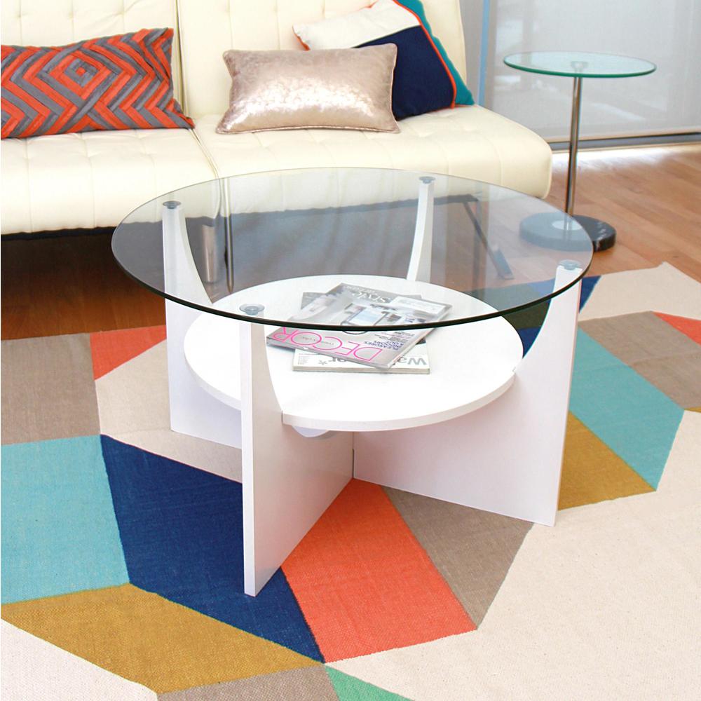 White U-Shaped Coffee Table. Picture 3