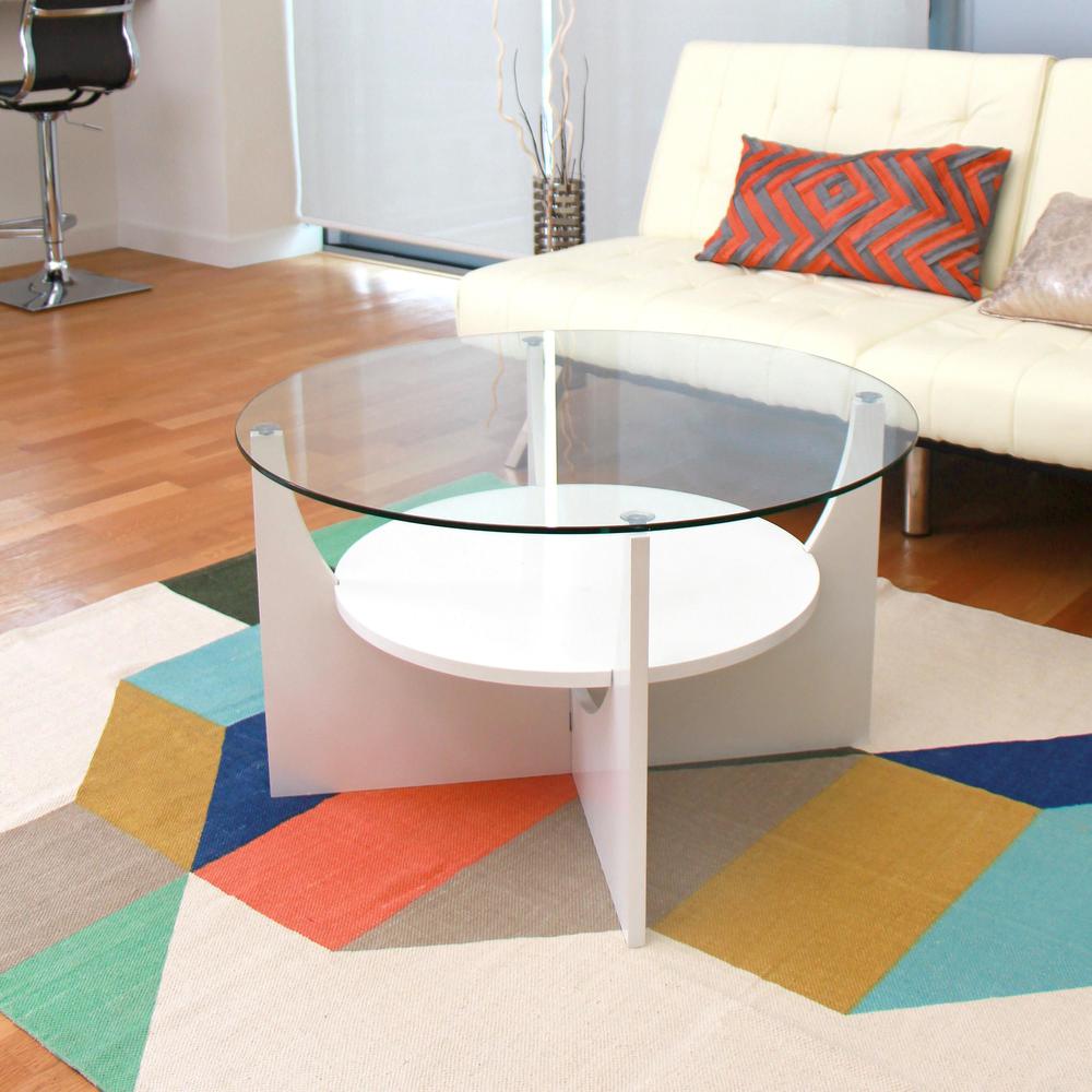 White U-Shaped Coffee Table. Picture 1