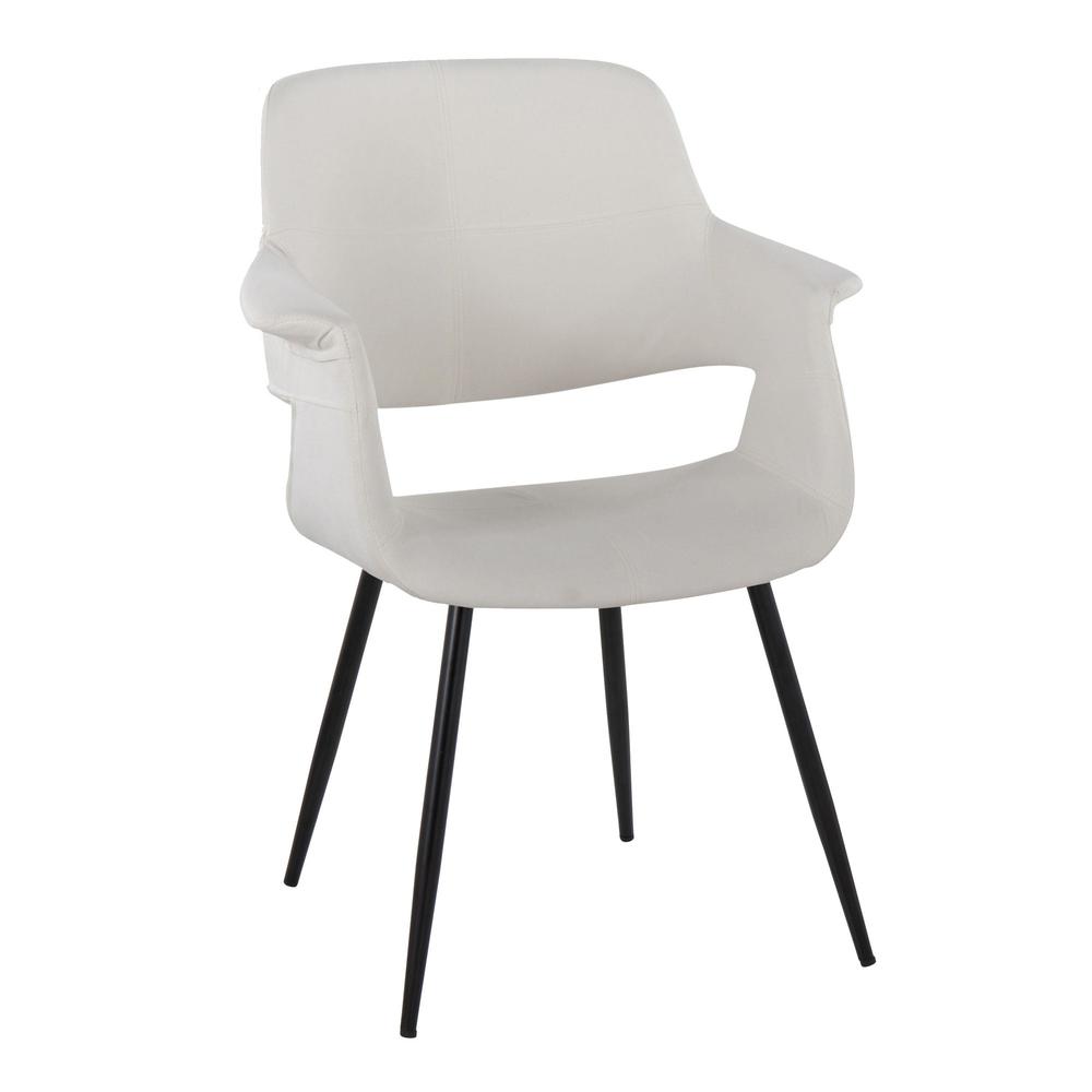 Black Metal, Cream Velvet Vintage Flair Chair - Set of 2. Picture 2