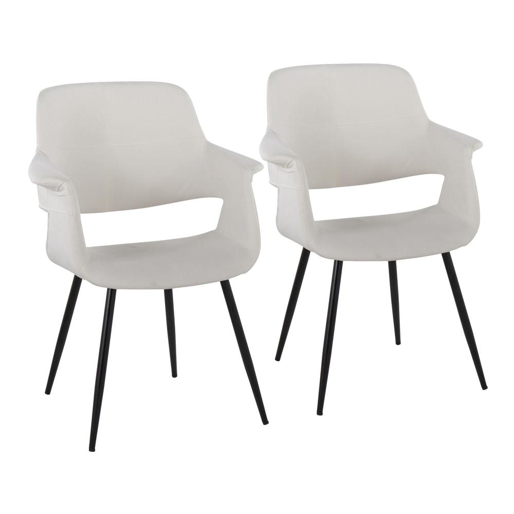Black Metal, Cream Velvet Vintage Flair Chair - Set of 2. Picture 1