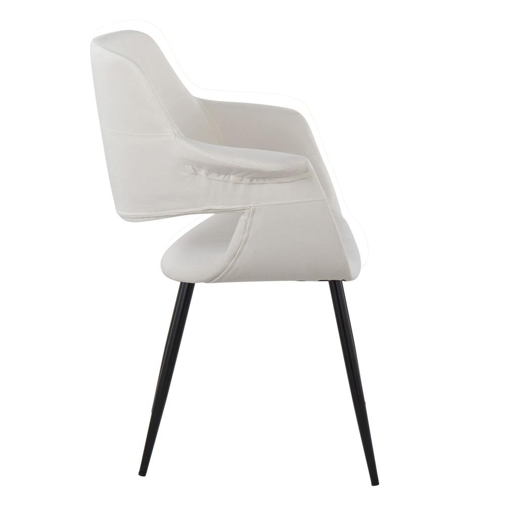 Black Metal, Cream Velvet Vintage Flair Chair - Set of 2. Picture 3