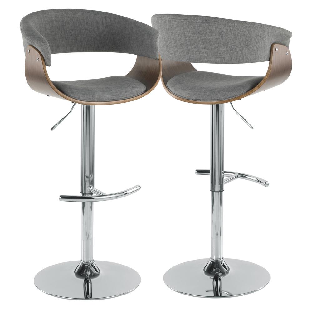 Walnut, Light Grey Vintage Mod Barstool. Picture 1