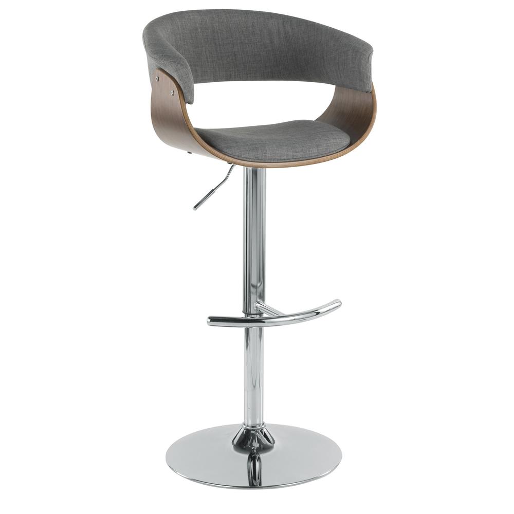 Walnut, Light Grey Vintage Mod Barstool. Picture 2