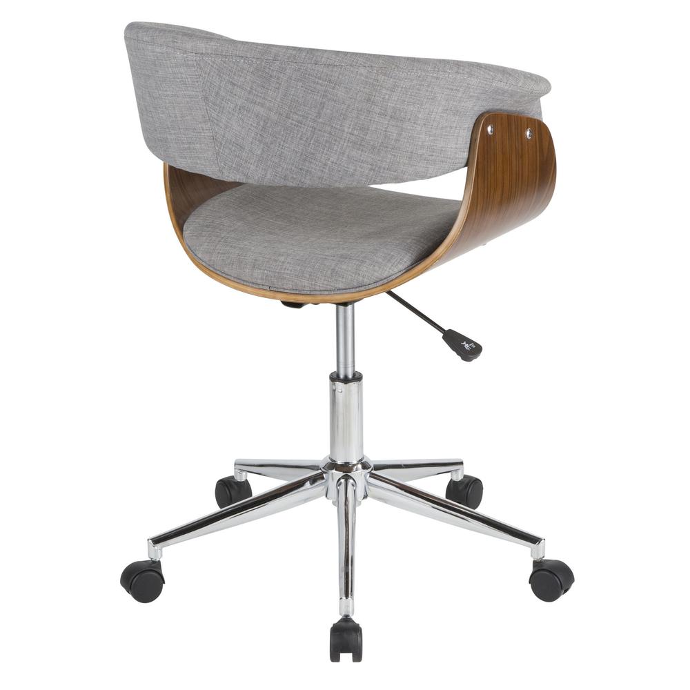 Walnut, Light Grey Vintage Mod Office Chair. Picture 4