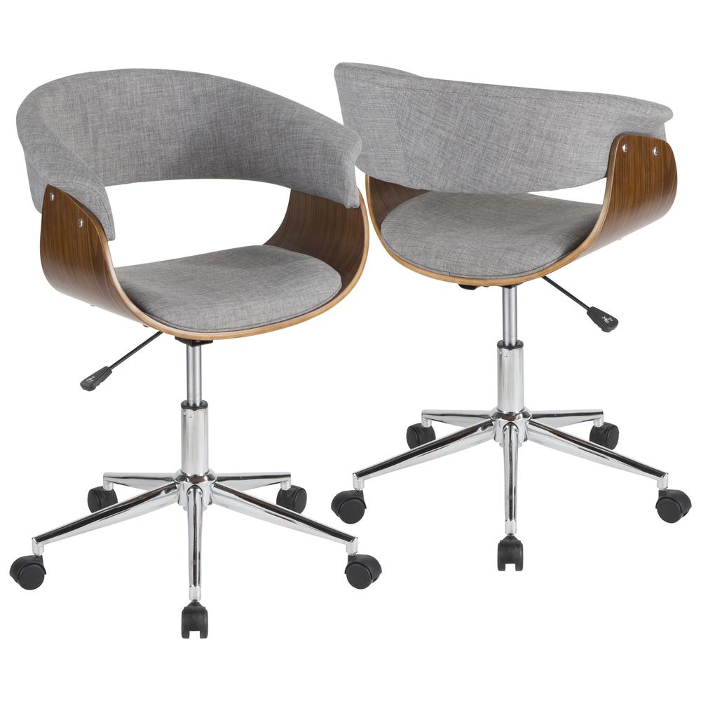 Walnut, Light Grey Vintage Mod Office Chair. Picture 1