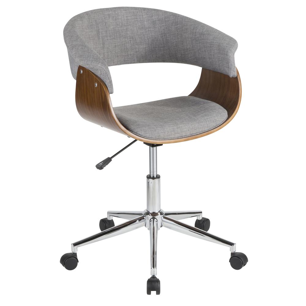 Walnut, Light Grey Vintage Mod Office Chair. Picture 2