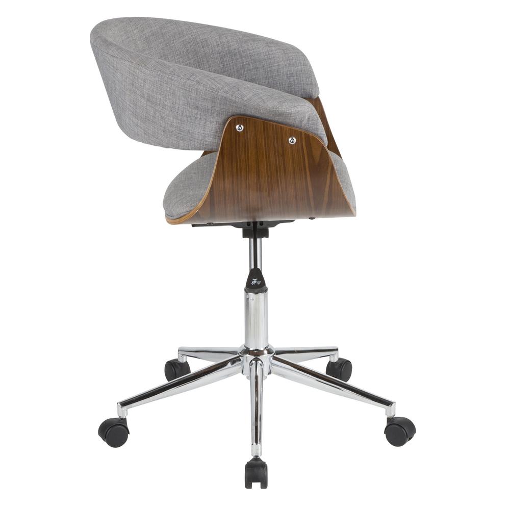Walnut, Light Grey Vintage Mod Office Chair. Picture 3
