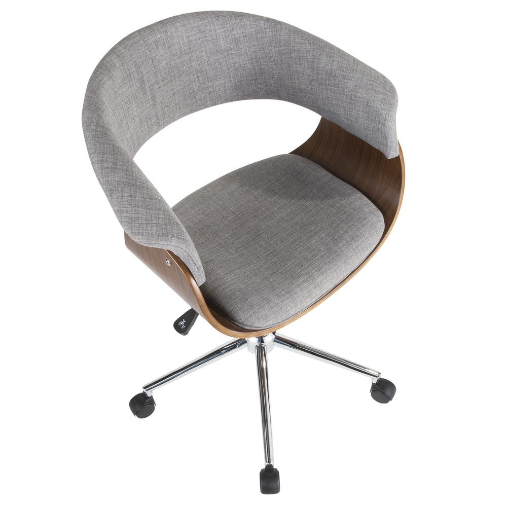 Walnut, Light Grey Vintage Mod Office Chair. Picture 7