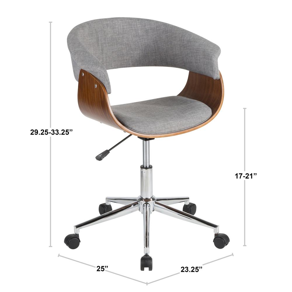 Walnut, Light Grey Vintage Mod Office Chair. Picture 8