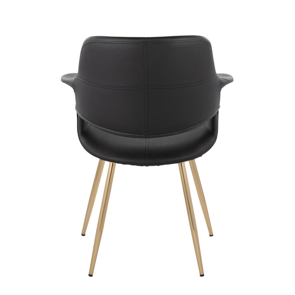 Gold Metal, Black PU Vintage Flair Chair - Set of 2. Picture 5
