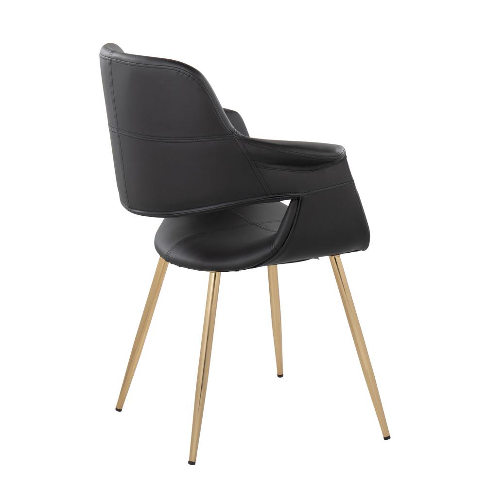 Gold Metal, Black PU Vintage Flair Chair - Set of 2. Picture 4