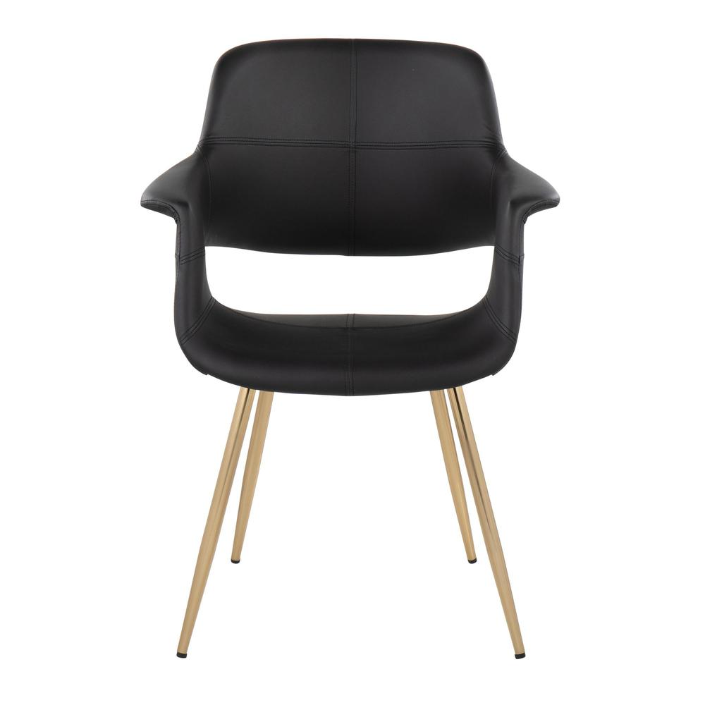 Gold Metal, Black PU Vintage Flair Chair - Set of 2. Picture 6
