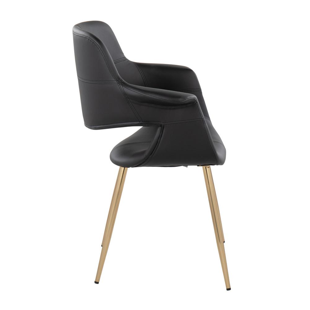 Gold Metal, Black PU Vintage Flair Chair - Set of 2. Picture 3
