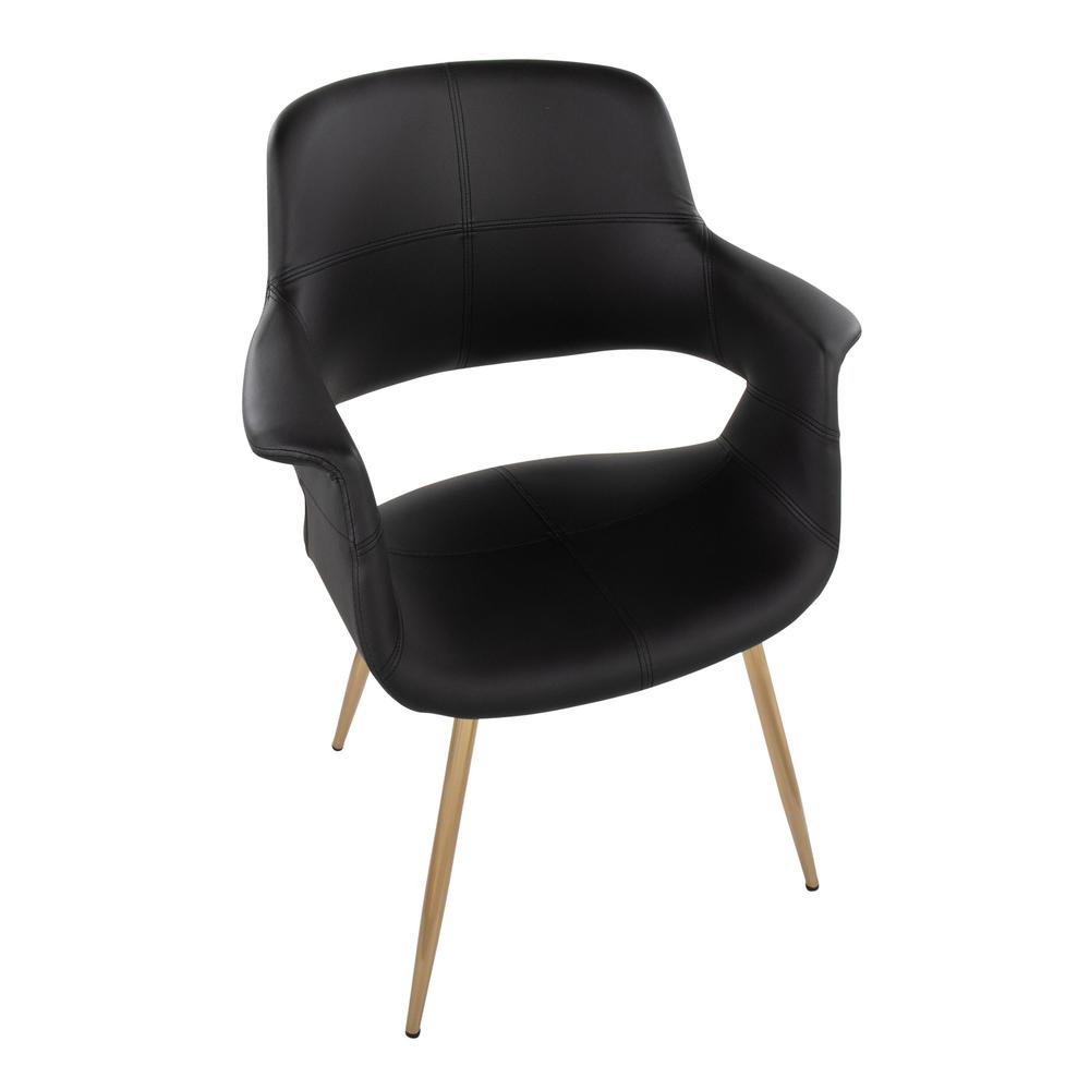 Gold Metal, Black PU Vintage Flair Chair - Set of 2. Picture 7
