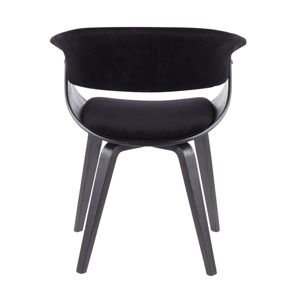 Black Wood, Black Velvet Vintage Mod Chair - Set of 2. Picture 5