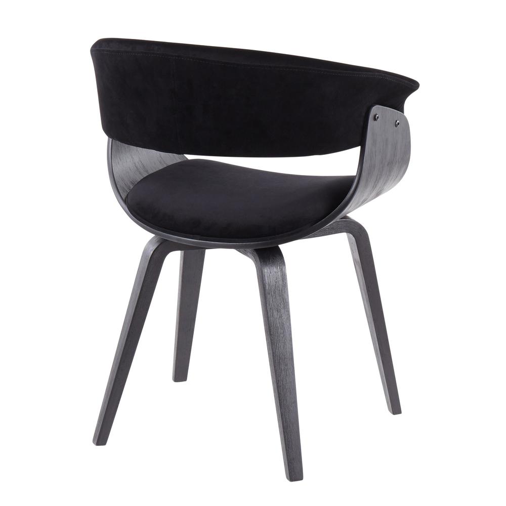 Black Wood, Black Velvet Vintage Mod Chair - Set of 2. Picture 4