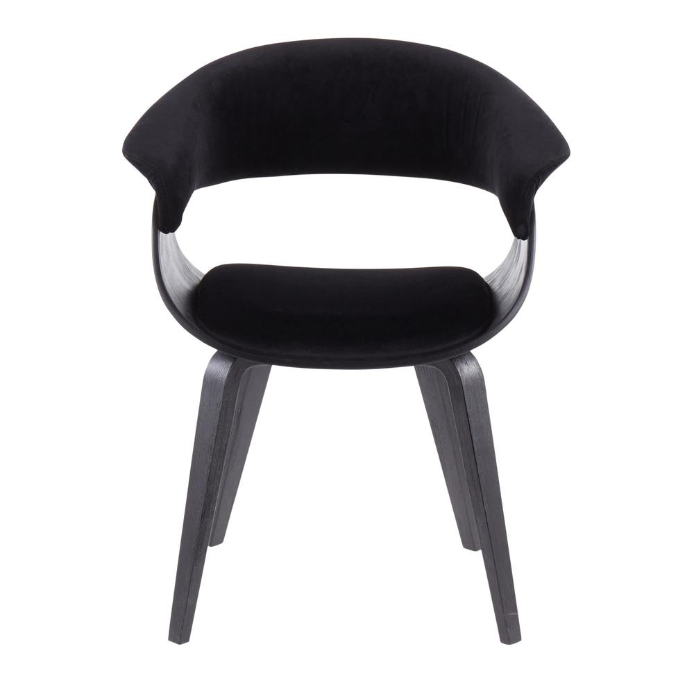 Black Wood, Black Velvet Vintage Mod Chair - Set of 2. Picture 6