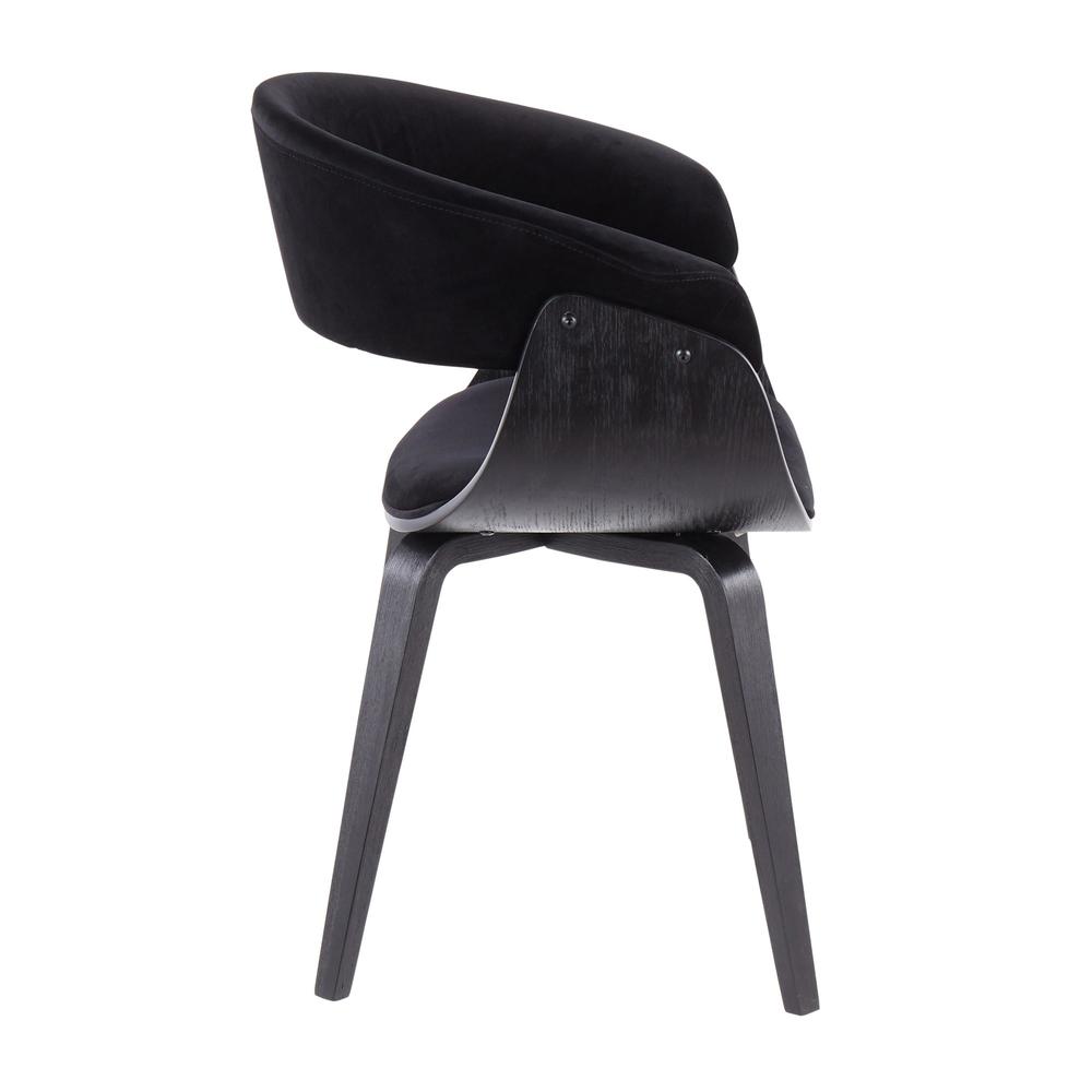 Black Wood, Black Velvet Vintage Mod Chair - Set of 2. Picture 3