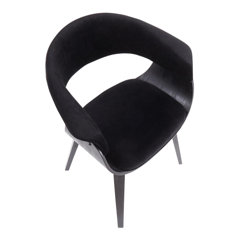 Black Wood, Black Velvet Vintage Mod Chair - Set of 2. Picture 7