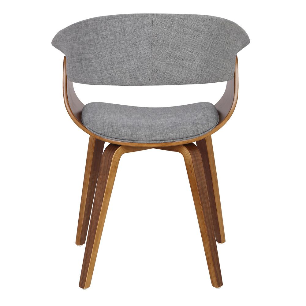 Walnut Wood, Light Grey Fabric Vintage Mod Chair - Set of 2. Picture 5