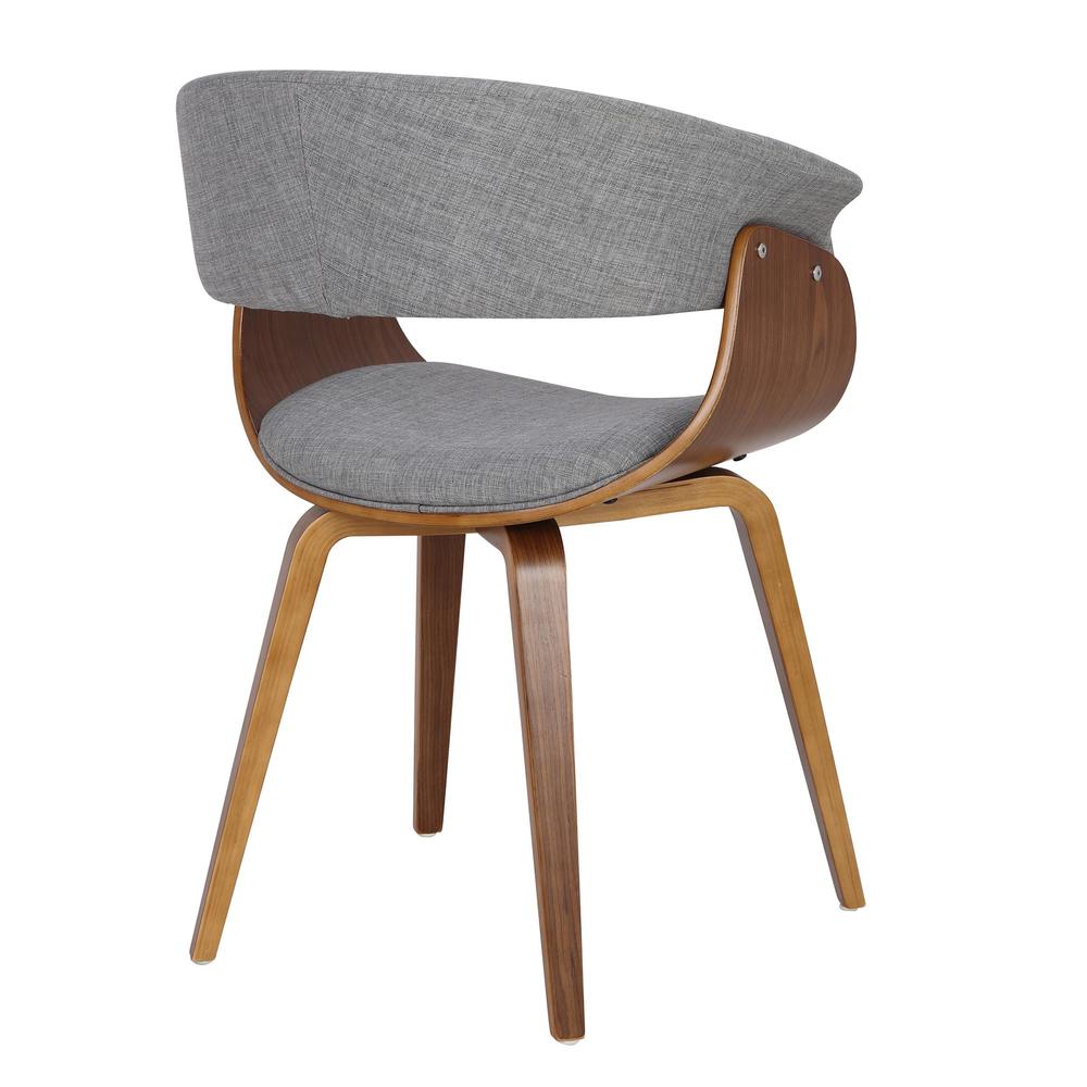 Walnut Wood, Light Grey Fabric Vintage Mod Chair - Set of 2. Picture 4