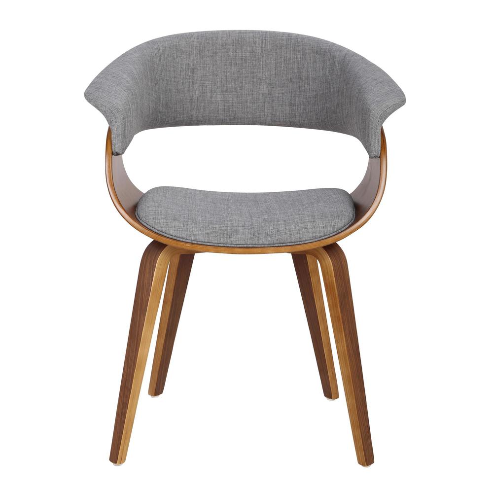 Walnut Wood, Light Grey Fabric Vintage Mod Chair - Set of 2. Picture 6