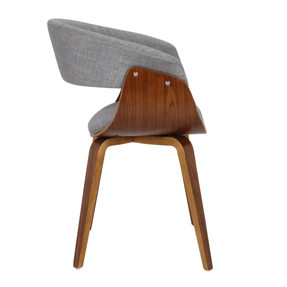 Walnut Wood, Light Grey Fabric Vintage Mod Chair - Set of 2. Picture 3