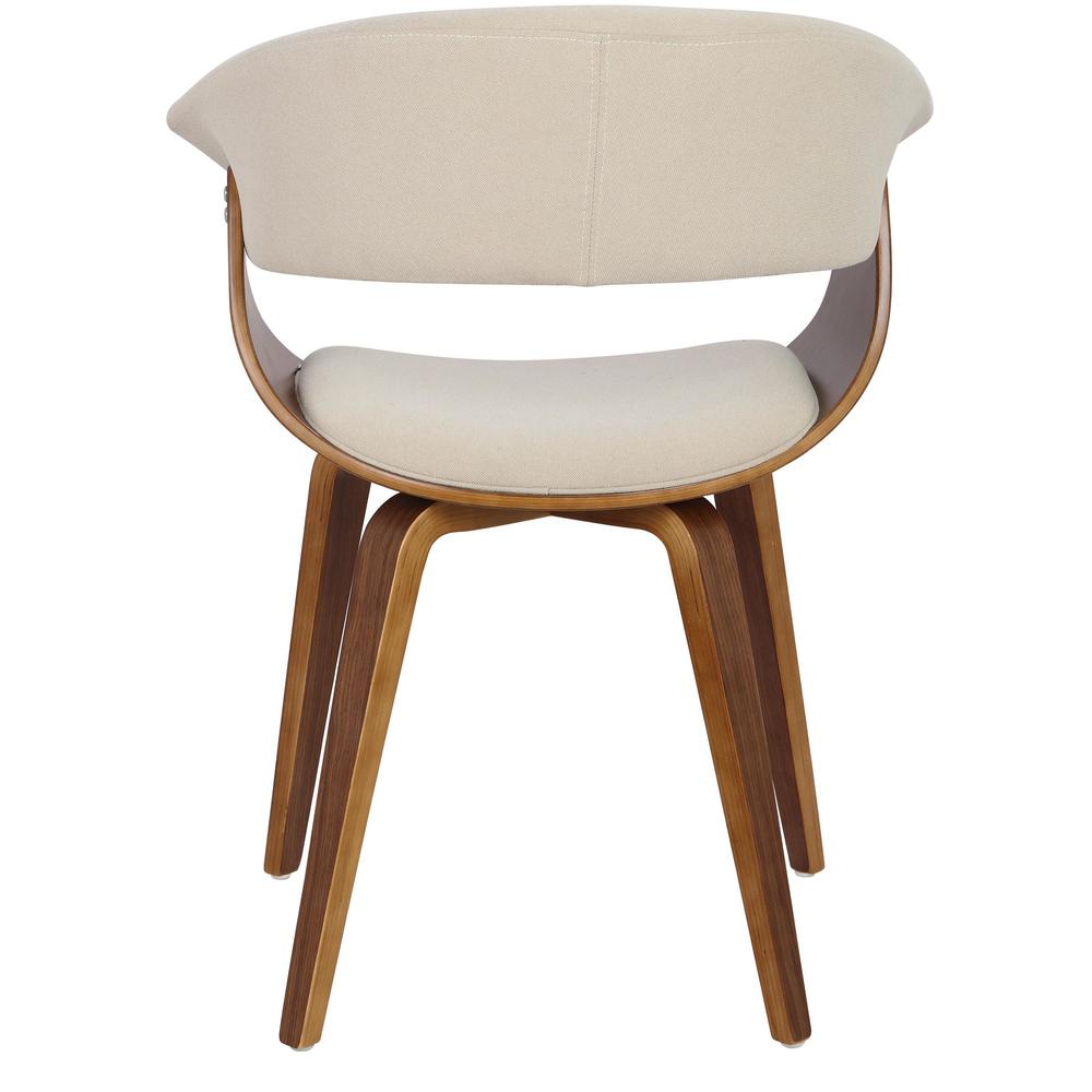 Walnut Wood, Cream Fabric Vintage Mod Chair - Set of 2. Picture 5