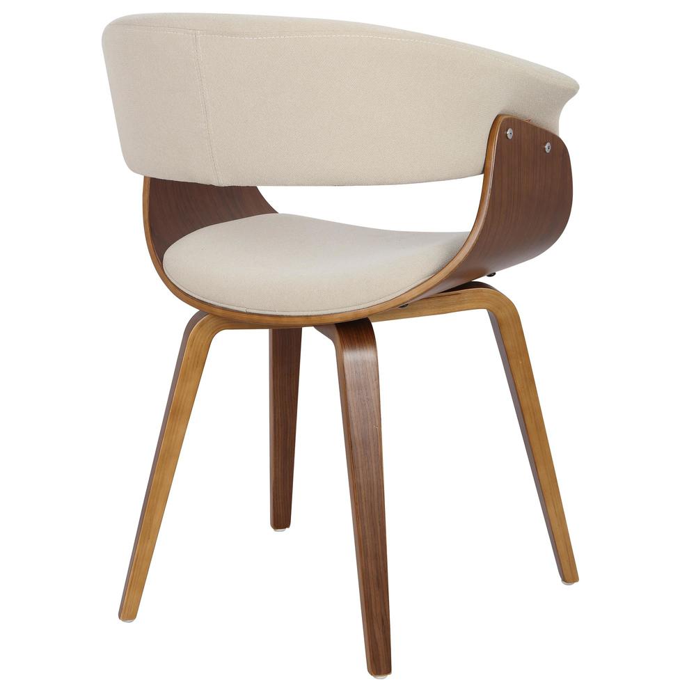 Walnut Wood, Cream Fabric Vintage Mod Chair - Set of 2. Picture 4