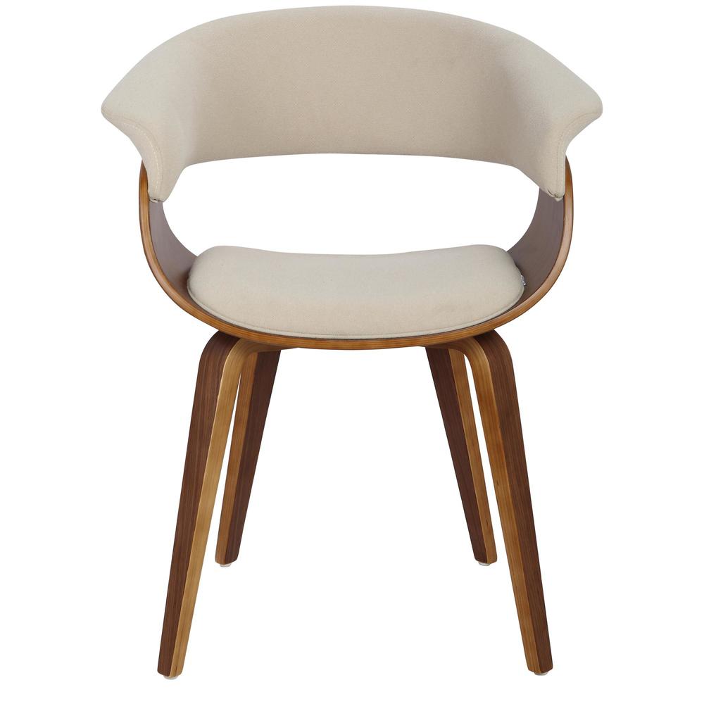 Walnut Wood, Cream Fabric Vintage Mod Chair - Set of 2. Picture 6