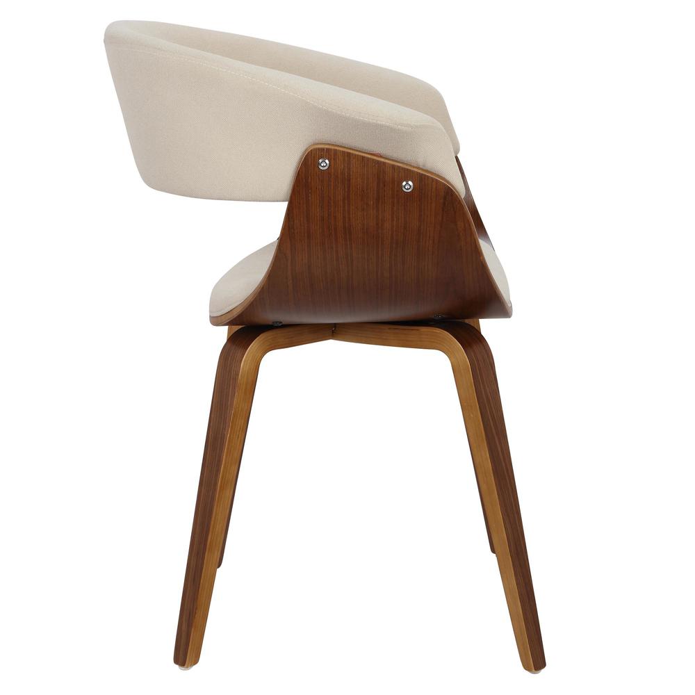 Walnut Wood, Cream Fabric Vintage Mod Chair - Set of 2. Picture 3