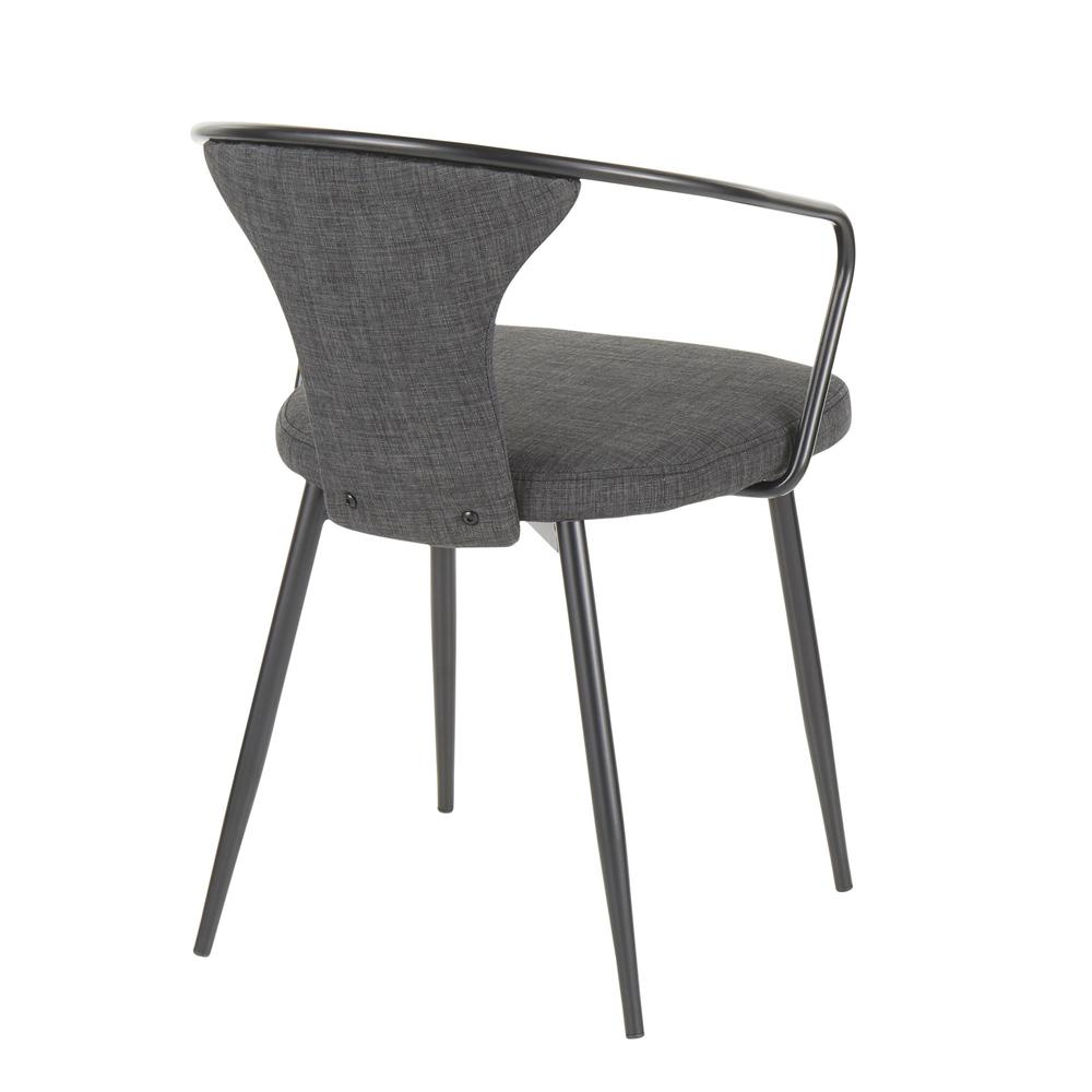 Waco Industrial Upholstered Chair in Black Metal and Dark Grey Fabric.. Picture 3