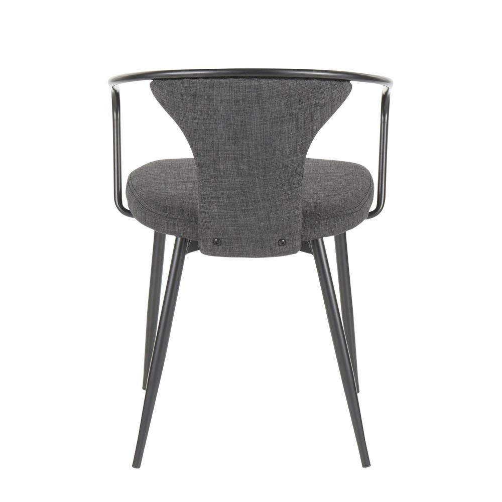Waco Industrial Upholstered Chair in Black Metal and Dark Grey Fabric.. Picture 4