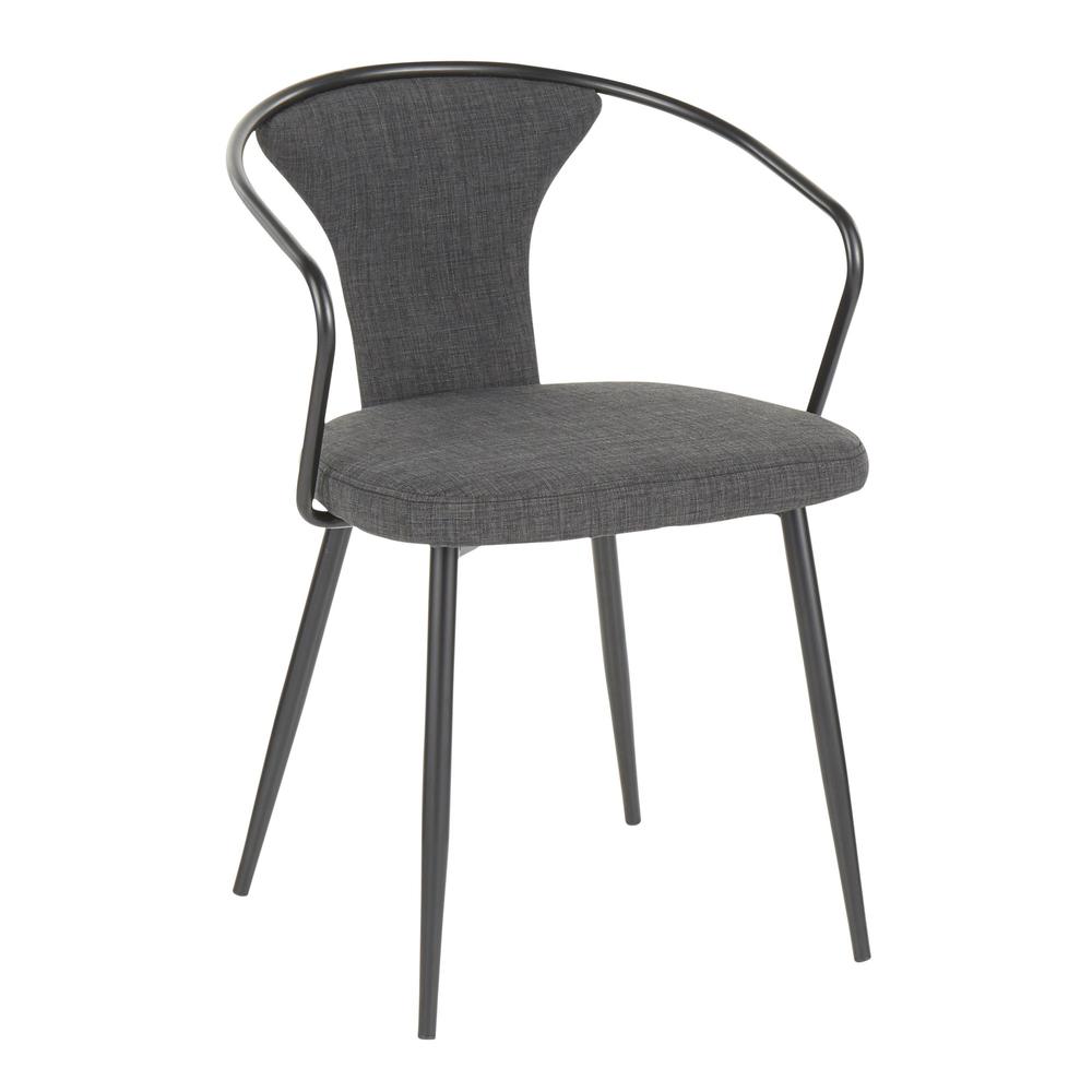 Waco Industrial Upholstered Chair in Black Metal and Dark Grey Fabric.. Picture 1