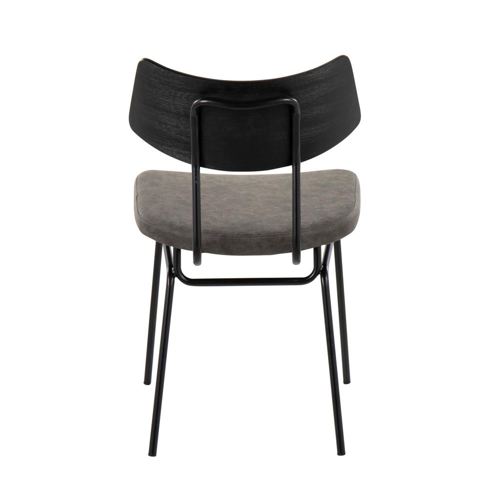 Black Metal, Dark Grey PU, Black Wood Walker Chair - Set of 2. Picture 5