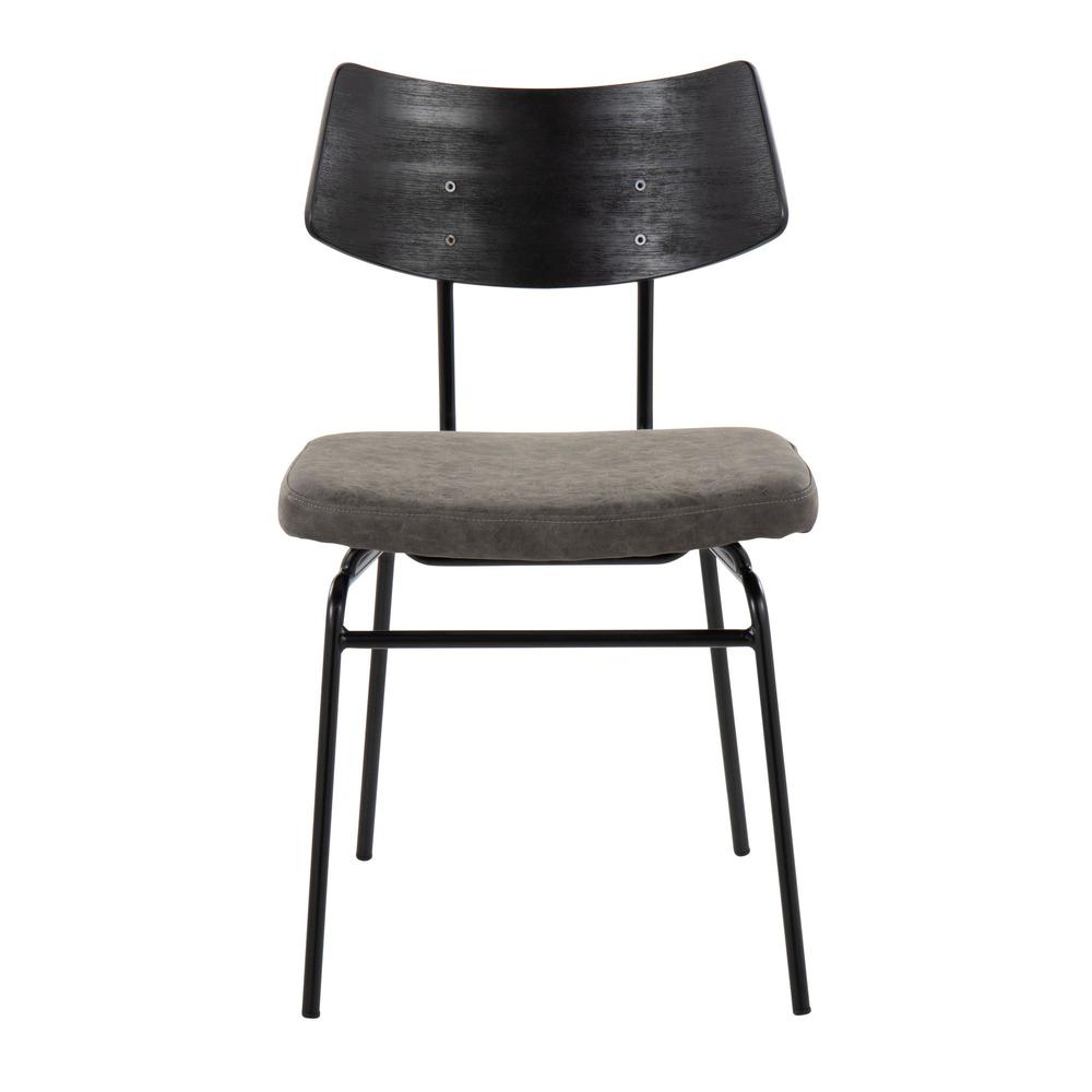 Black Metal, Dark Grey PU, Black Wood Walker Chair - Set of 2. Picture 6