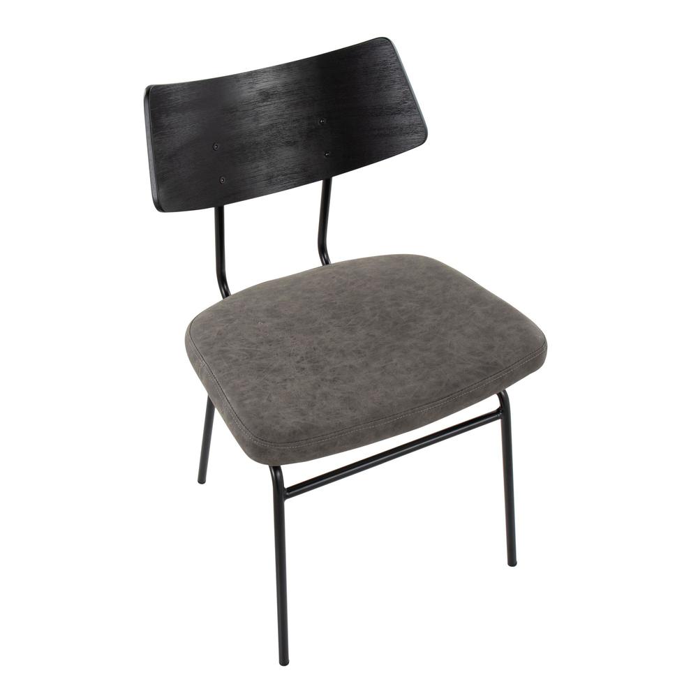 Black Metal, Dark Grey PU, Black Wood Walker Chair - Set of 2. Picture 7