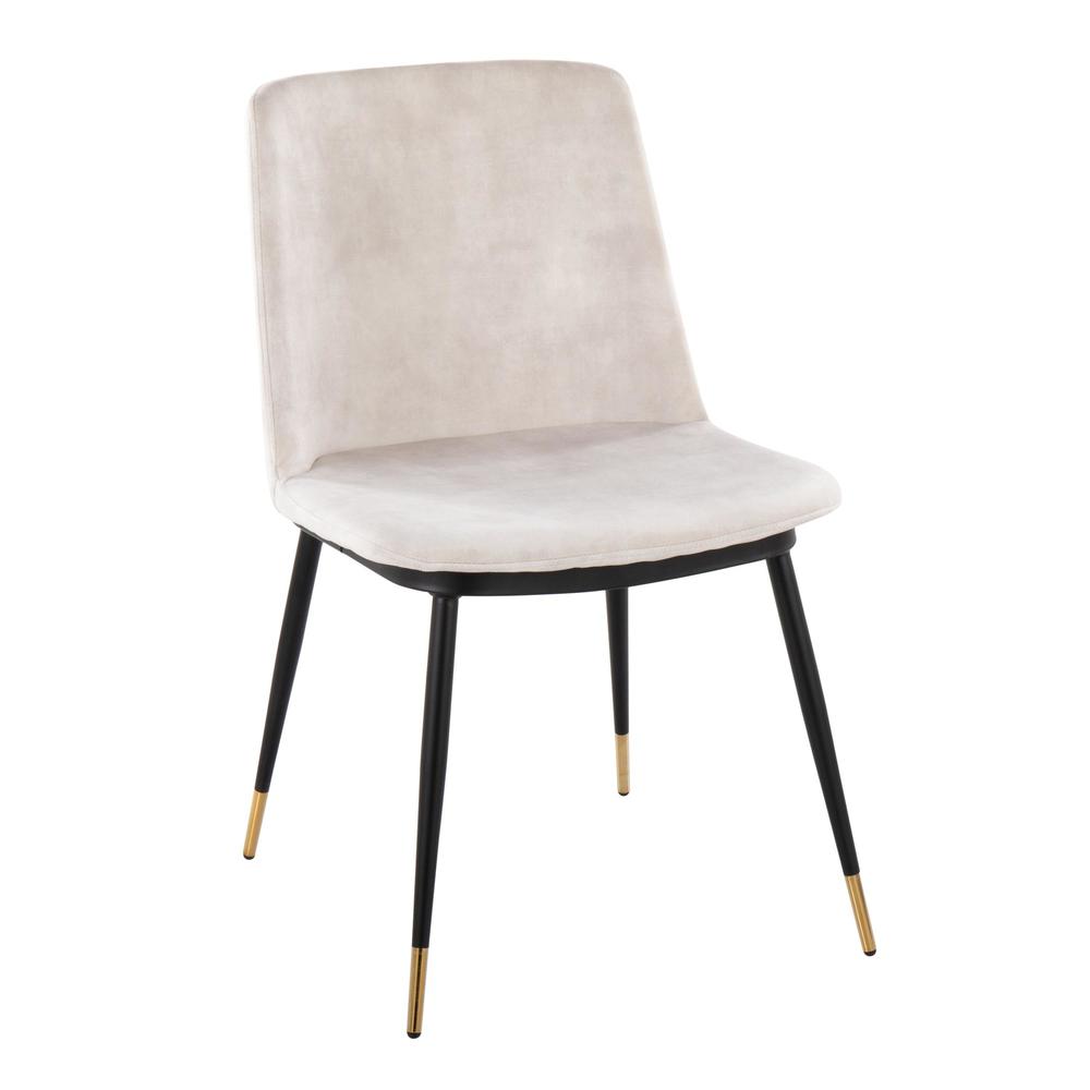 Black Metal, Gold Metal, Beige Velvet Wanda Chair - Set of 2. Picture 2
